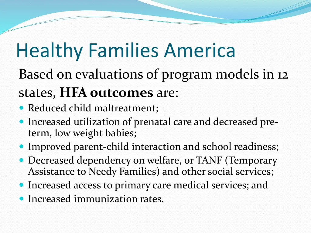 healthy families america based on evaluations