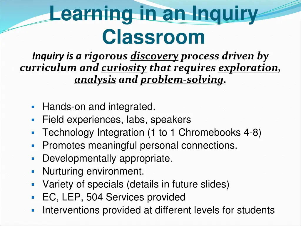 learning in an inquiry classroom inquiry