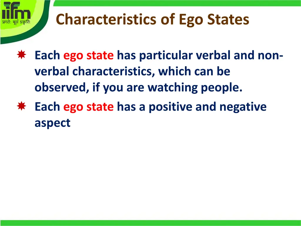 characteristics of ego states