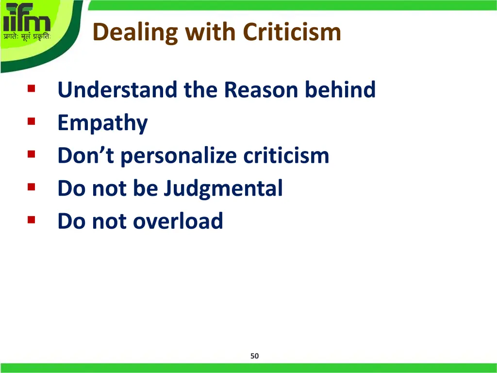 dealing with criticism