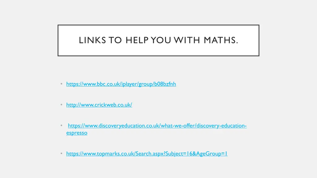 links to help you with maths