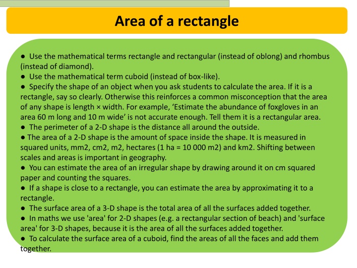 area of a rectangle