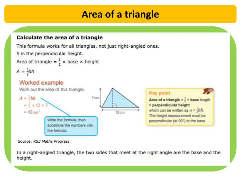 area of a triangle