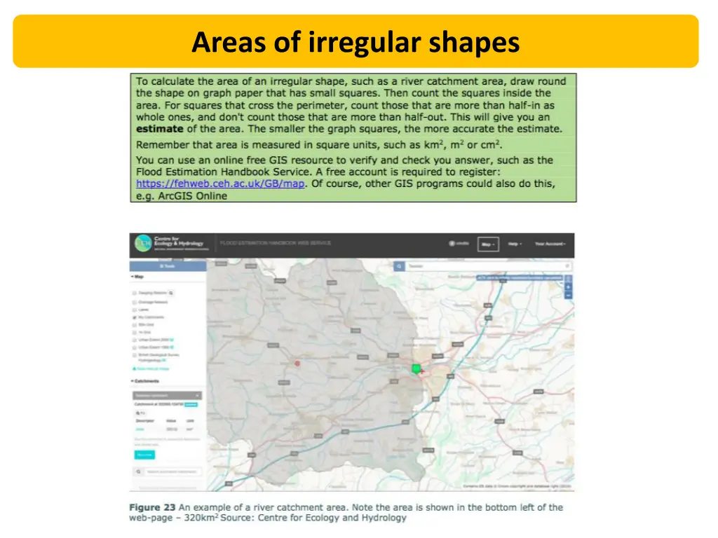 areas of irregular shapes