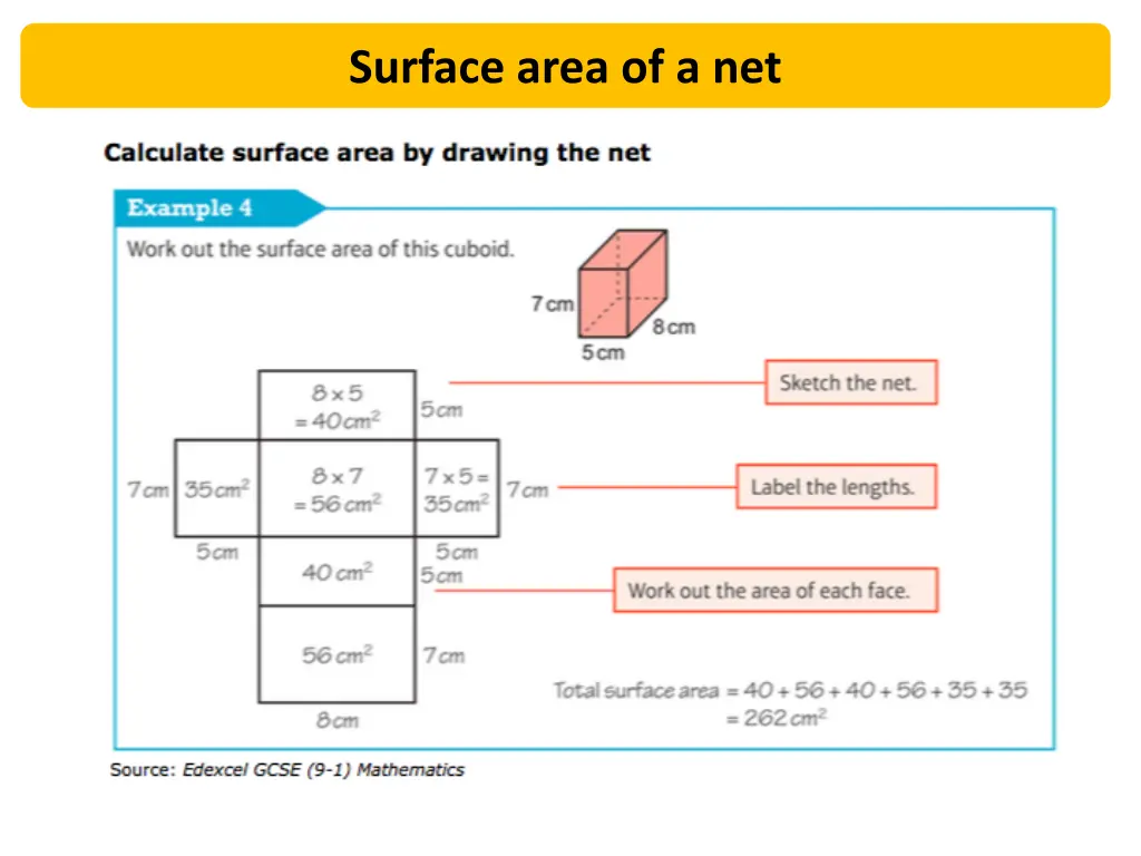 surface area of a net