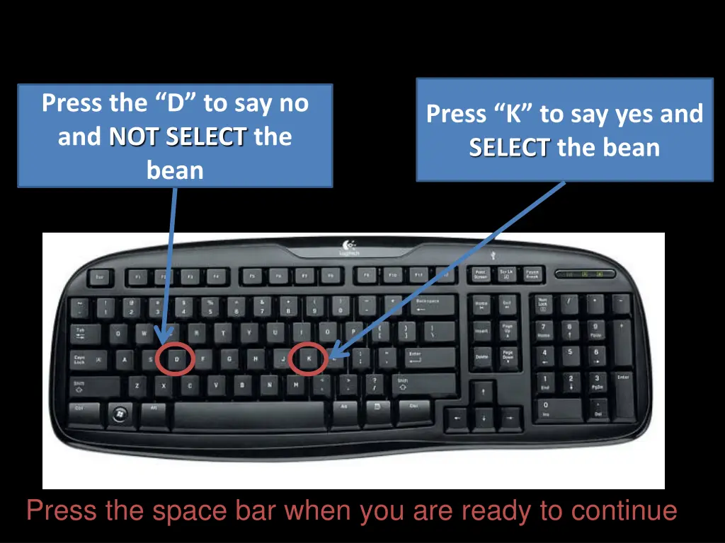 press the d to say no and not select the bean