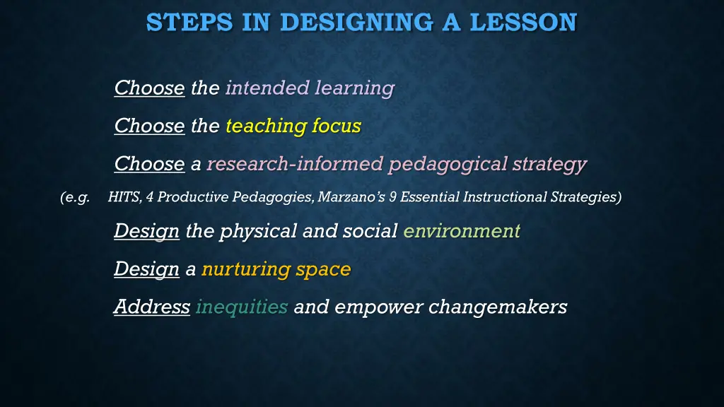 steps in designing a lesson