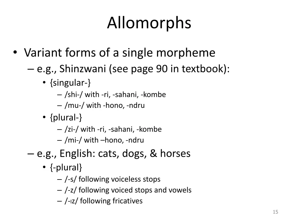 allomorphs