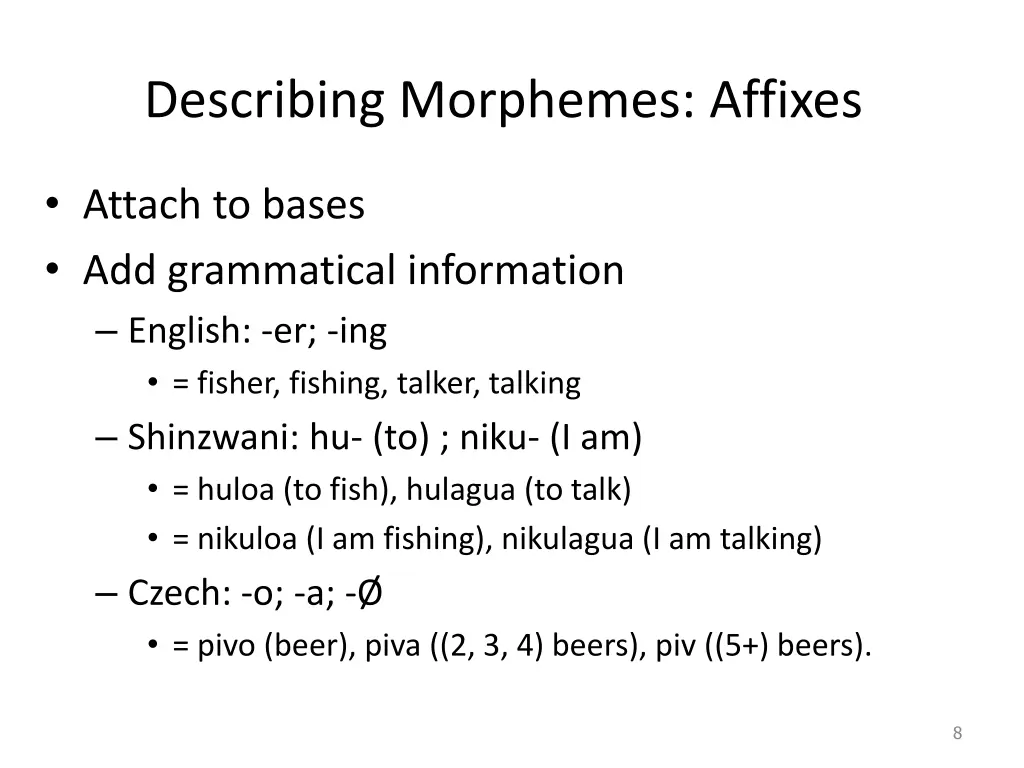 describing morphemes affixes