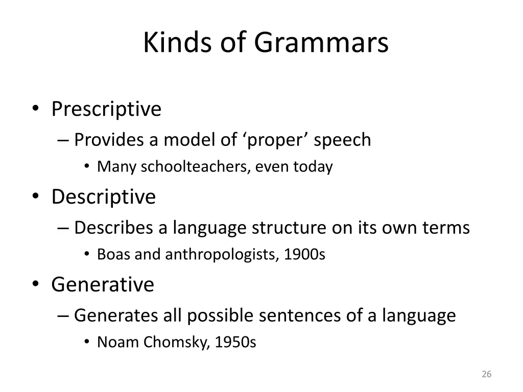 kinds of grammars