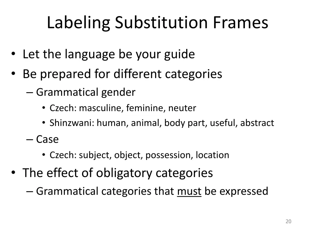 labeling substitution frames