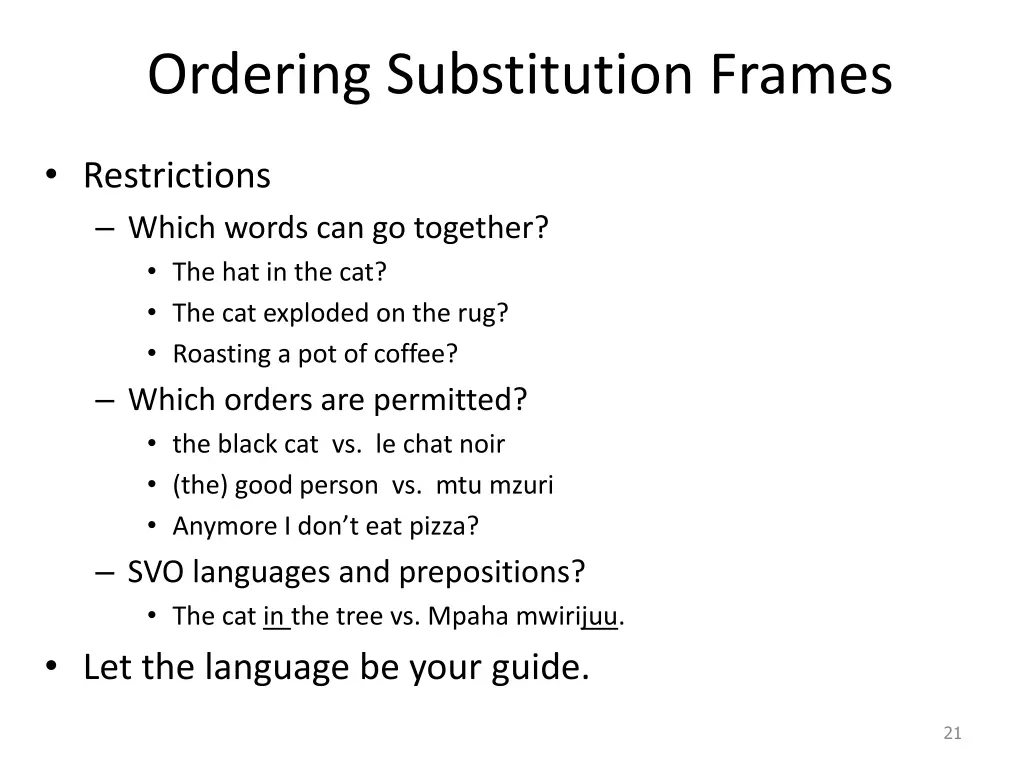 ordering substitution frames