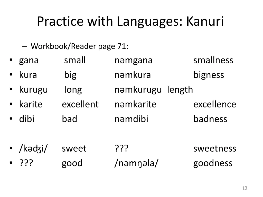 practice with languages kanuri