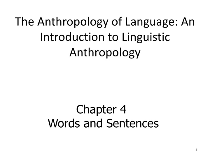 the anthropology of language an introduction