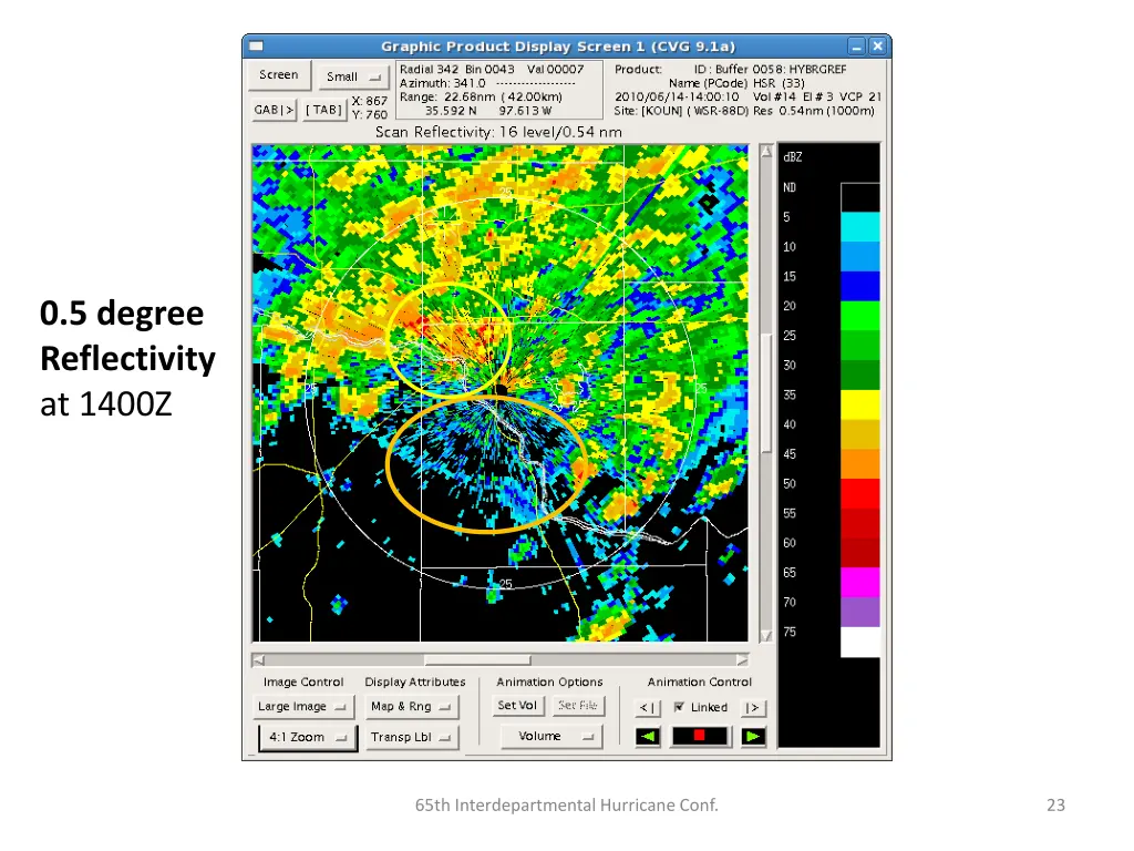 0 5 degree reflectivity at 1400z