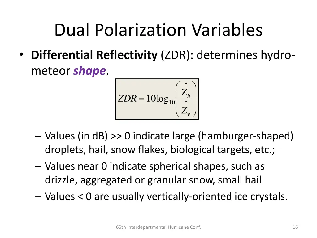 dual polarization variables differential