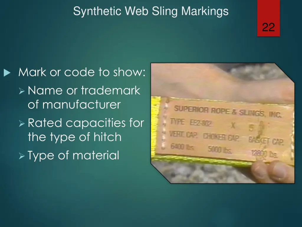 synthetic web sling markings