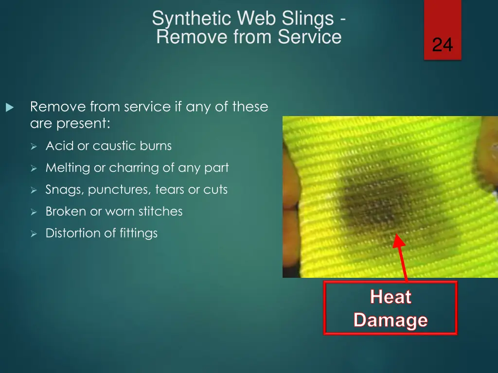 synthetic web slings remove from service