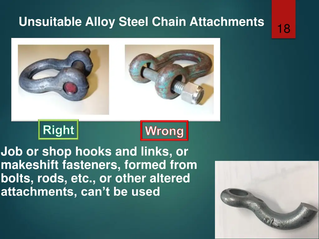 unsuitable alloy steel chain attachments