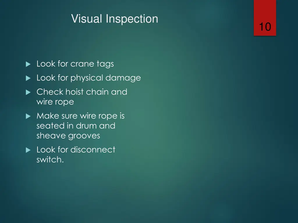 visual inspection