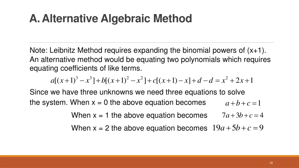 a alternative algebraic method