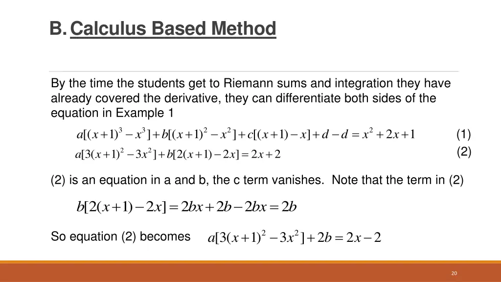 b calculus based method