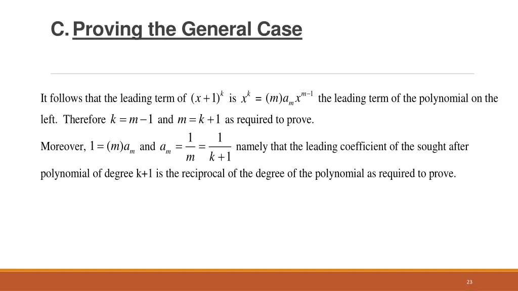 c proving the general case 1