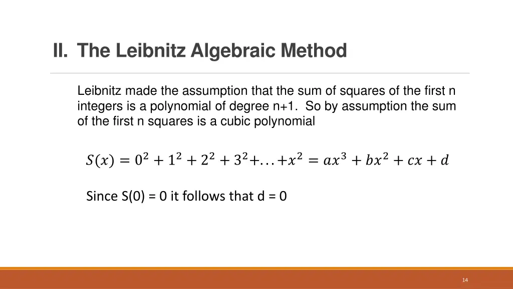 ii the leibnitz algebraic method 1