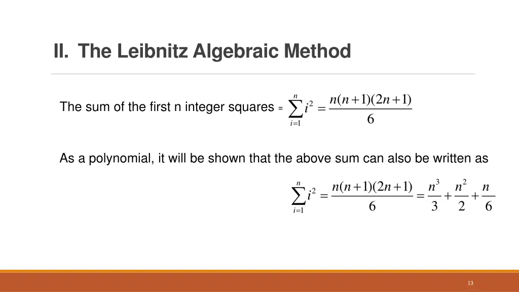 ii the leibnitz algebraic method