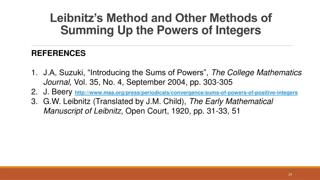 leibnitz s method and other methods of summing