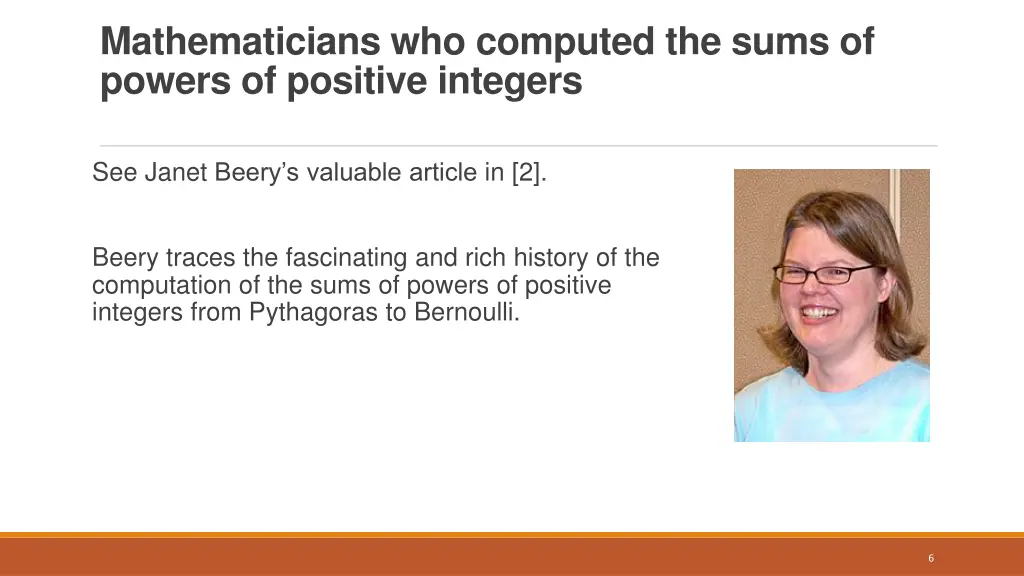 mathematicians who computed the sums of powers