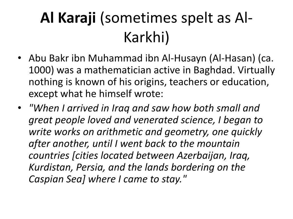 al karaji sometimes spelt as al karkhi abu bakr