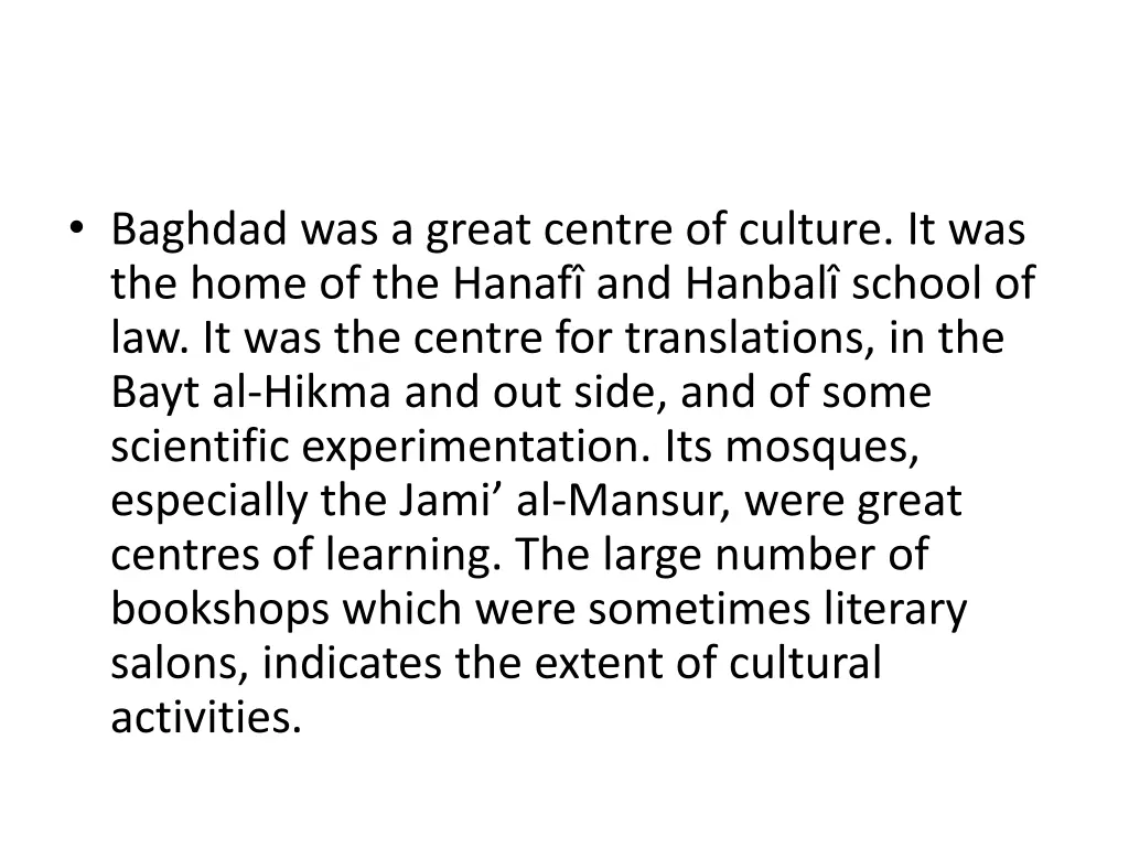 baghdad was a great centre of culture