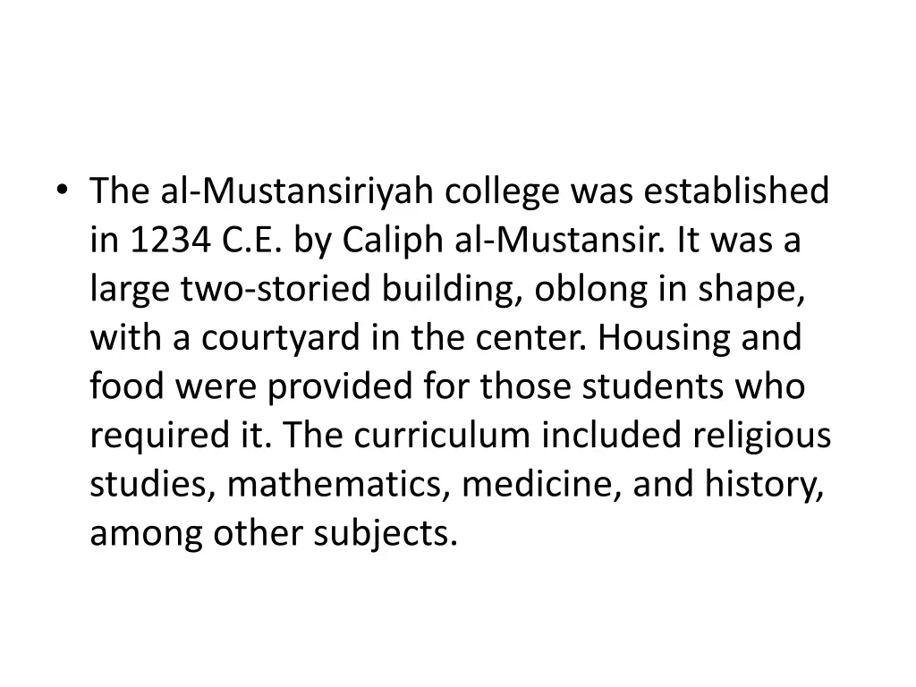 the al mustansiriyah college was established