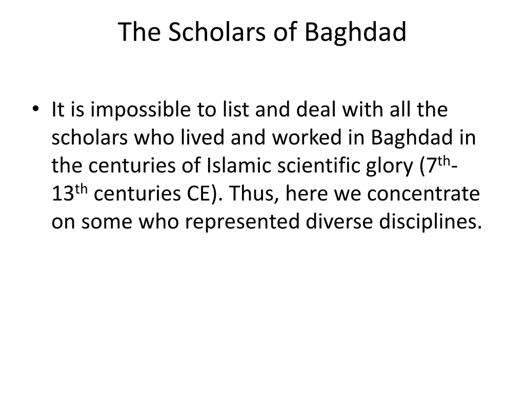 the scholars of baghdad