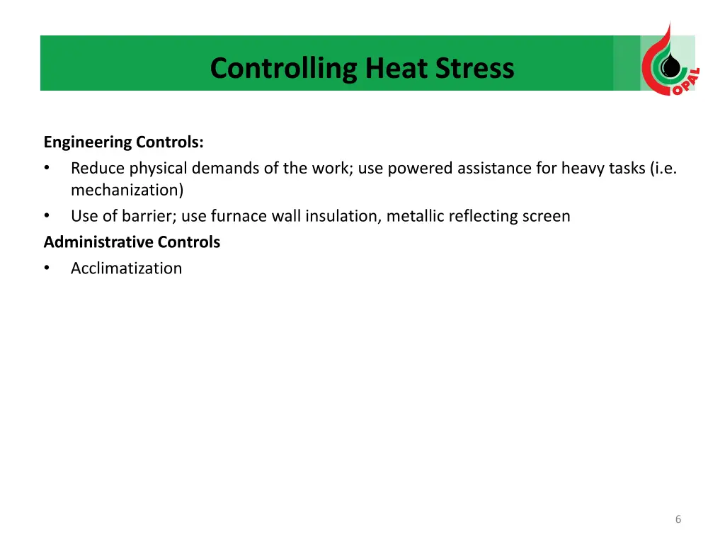 controlling heat stress