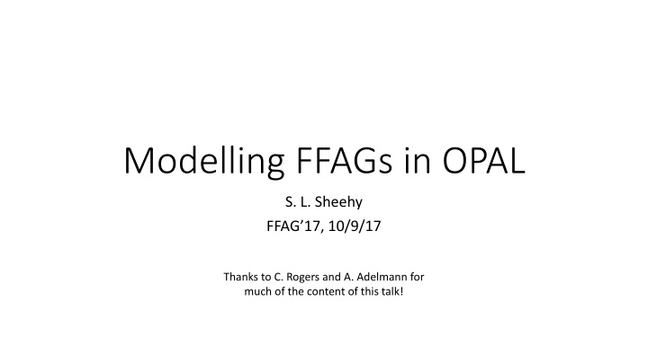 modelling ffags in opal