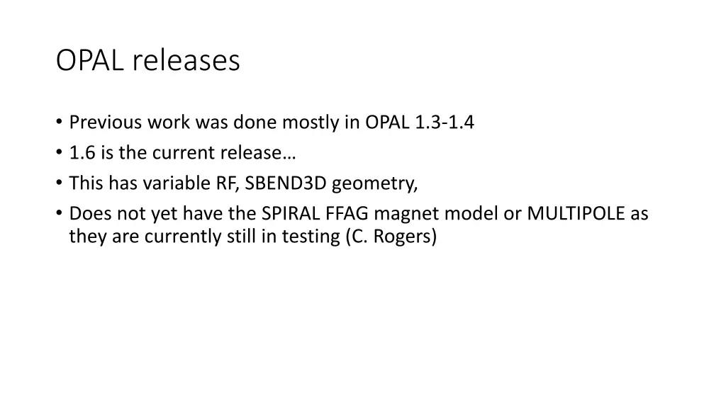 opal releases