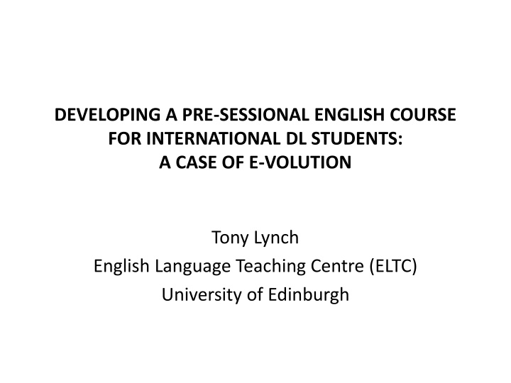 developing a pre sessional english course