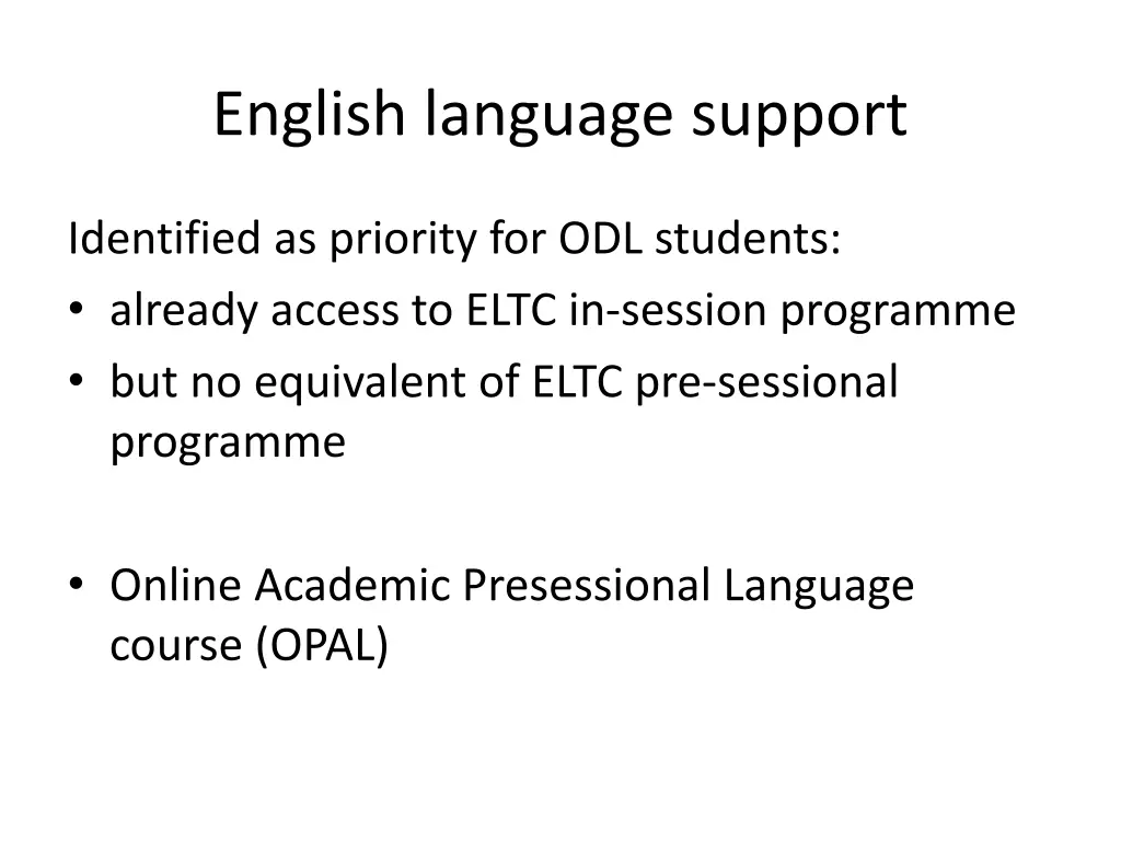 english language support