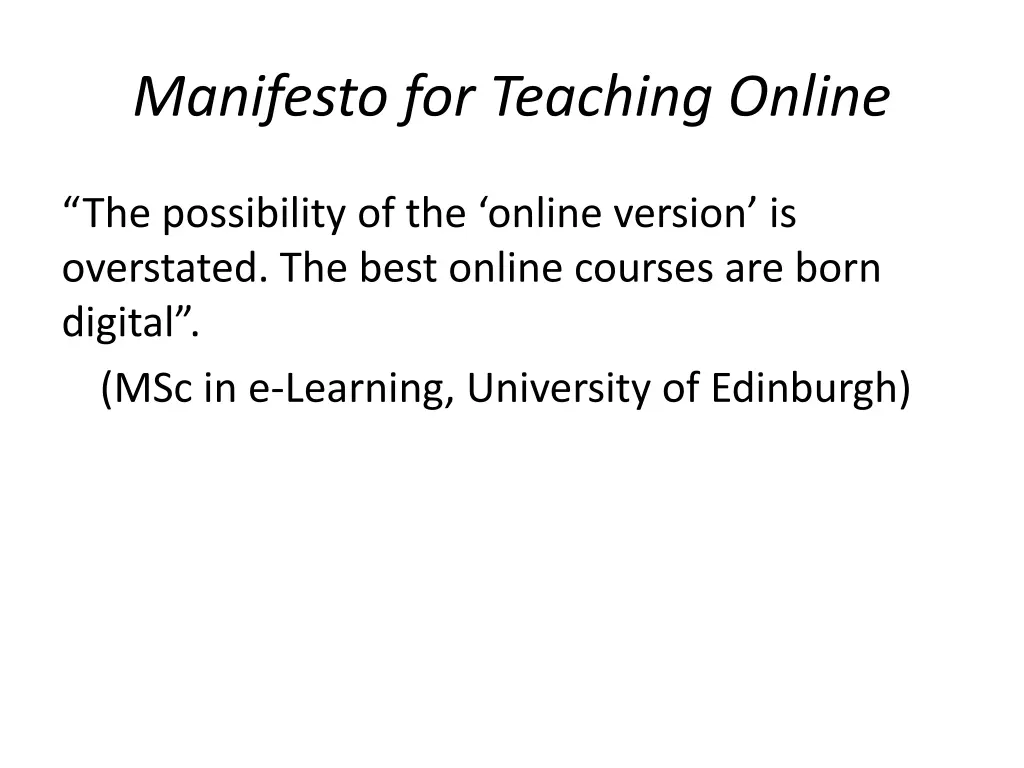 manifesto for teaching online