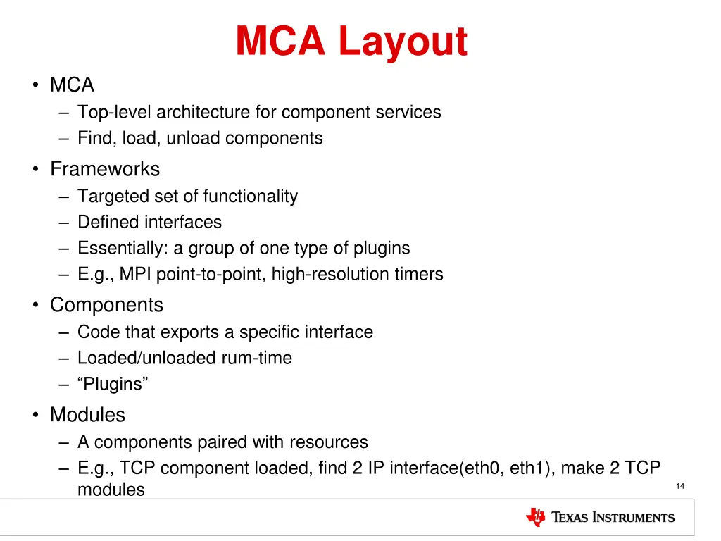 mca layout