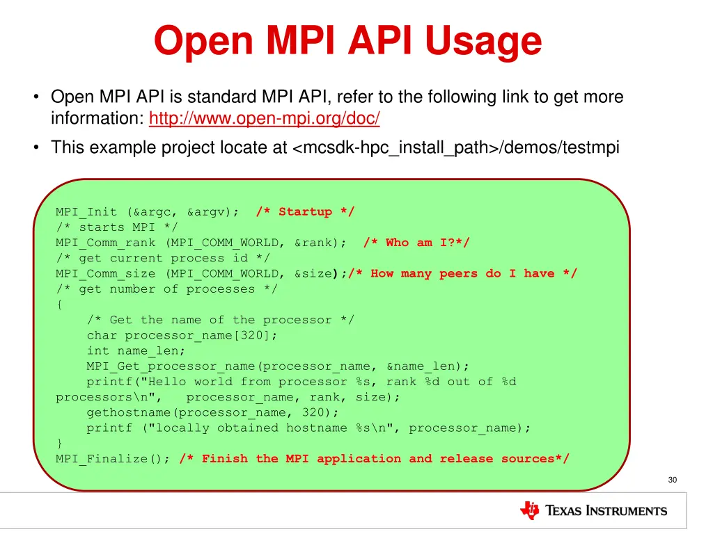 open mpi api usage