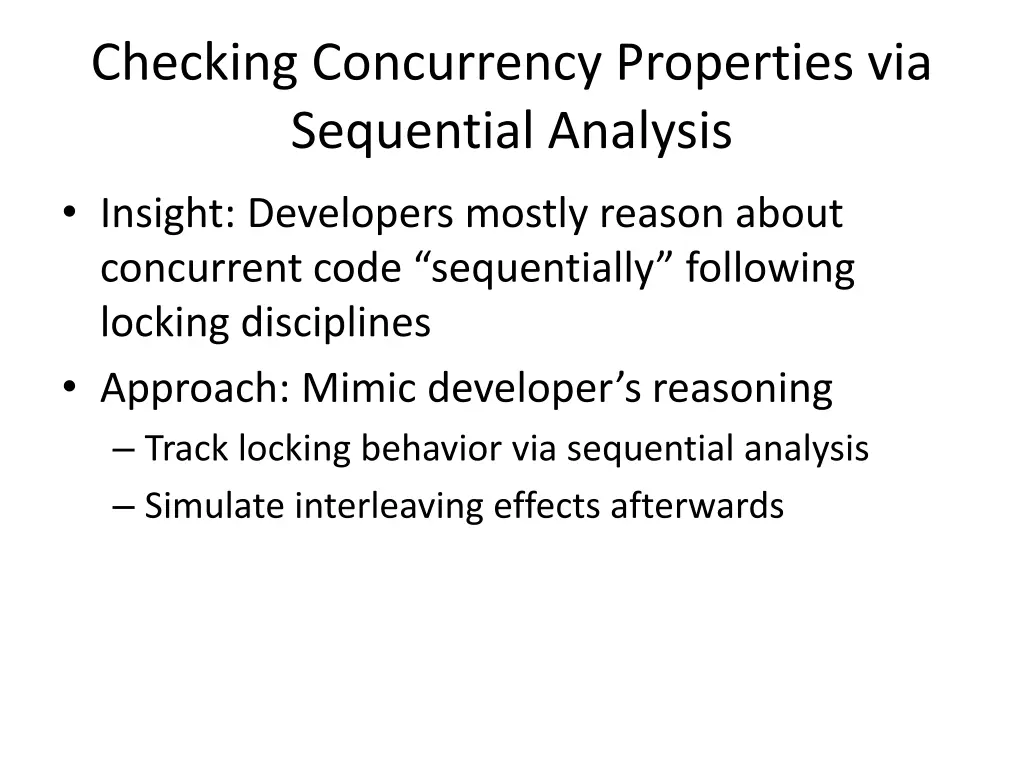 checking concurrency properties via sequential