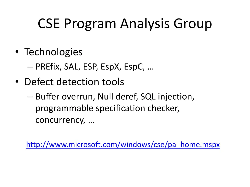 cse program analysis group