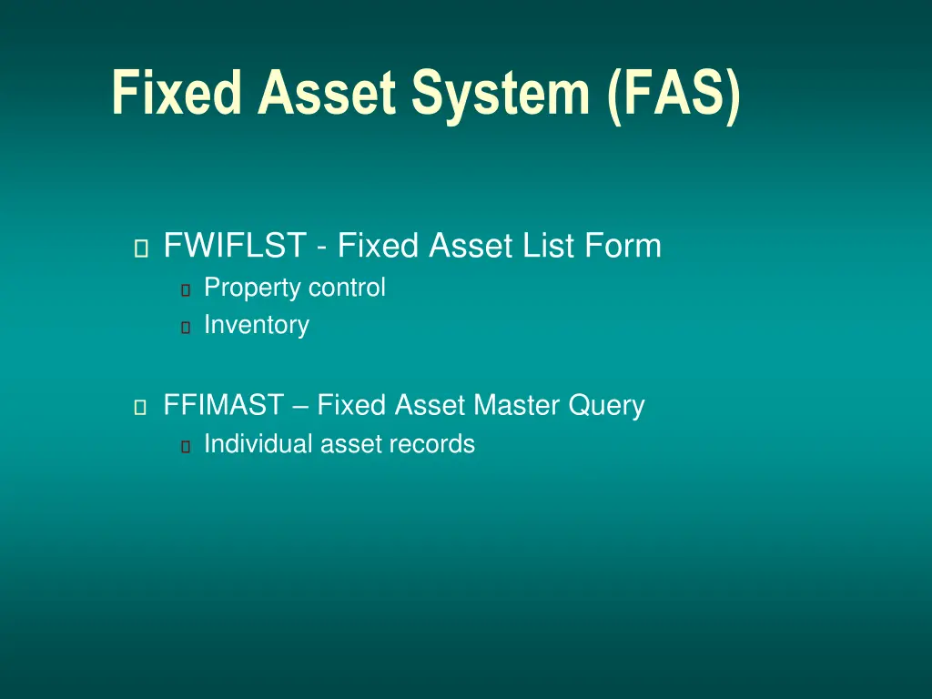 fixed asset system fas