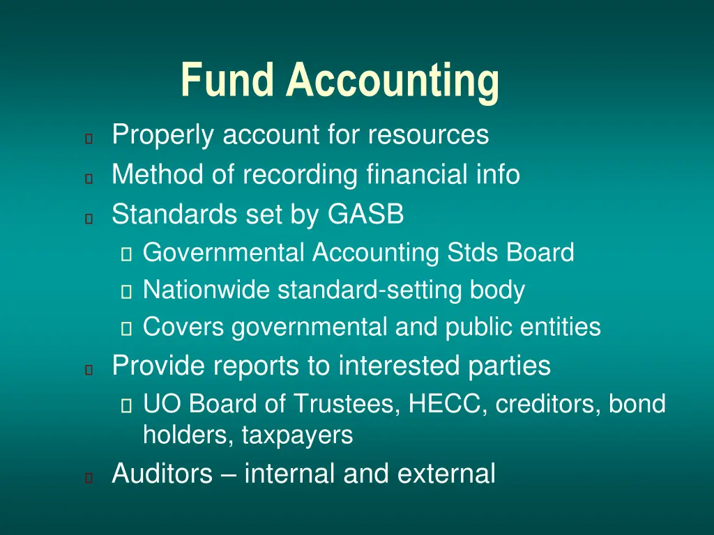 fund accounting properly account for resources