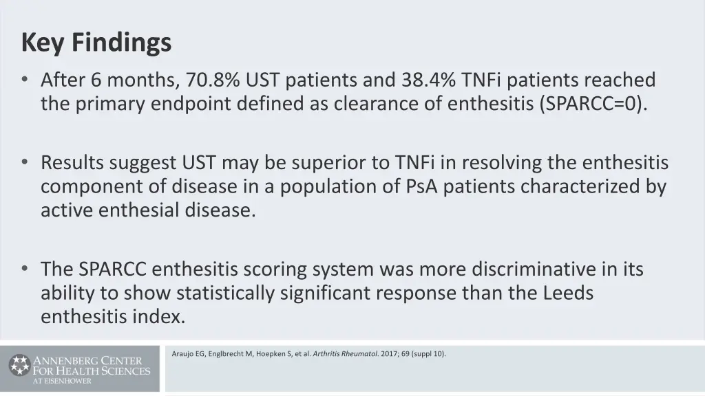 key findings after 6 months 70 8 ust patients