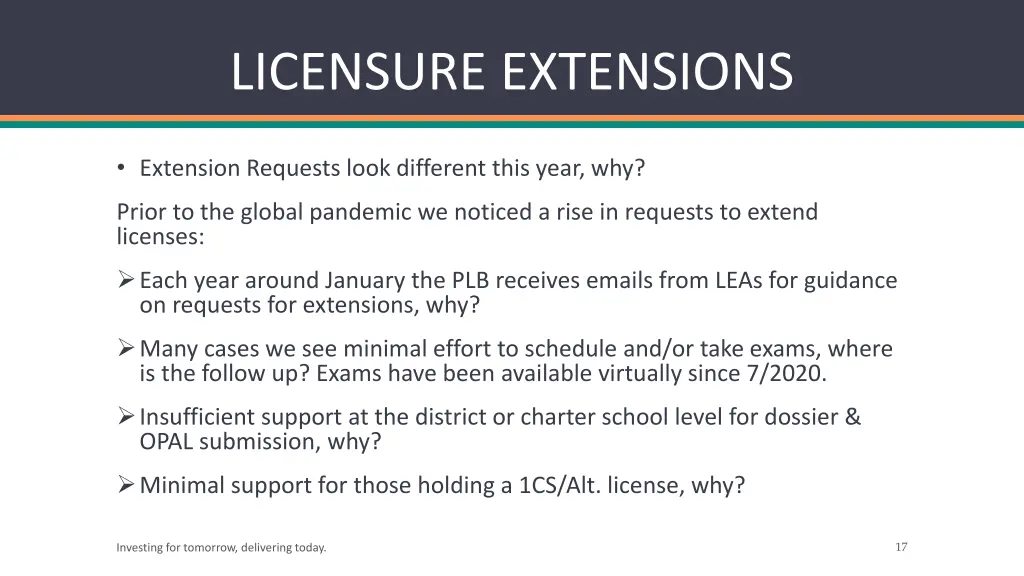 licensure extensions