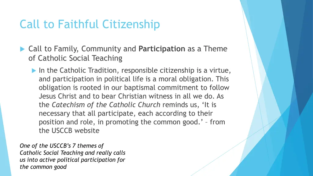 call to faithful citizenship